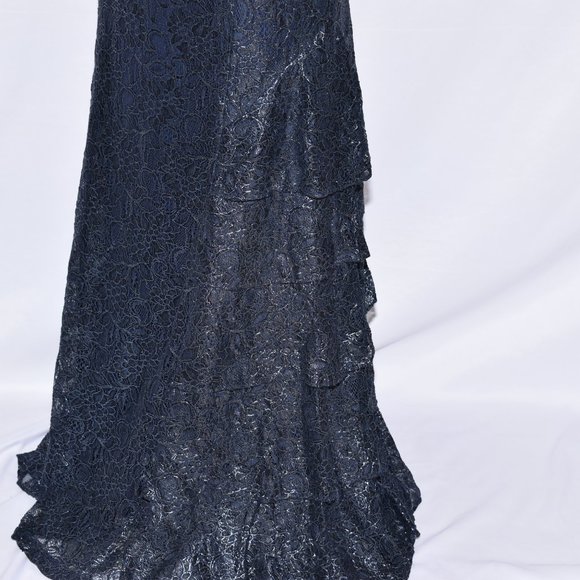 *NEW* Lauren Ralph Lauren Navy Ruffled Lace - Picture 6 of 8